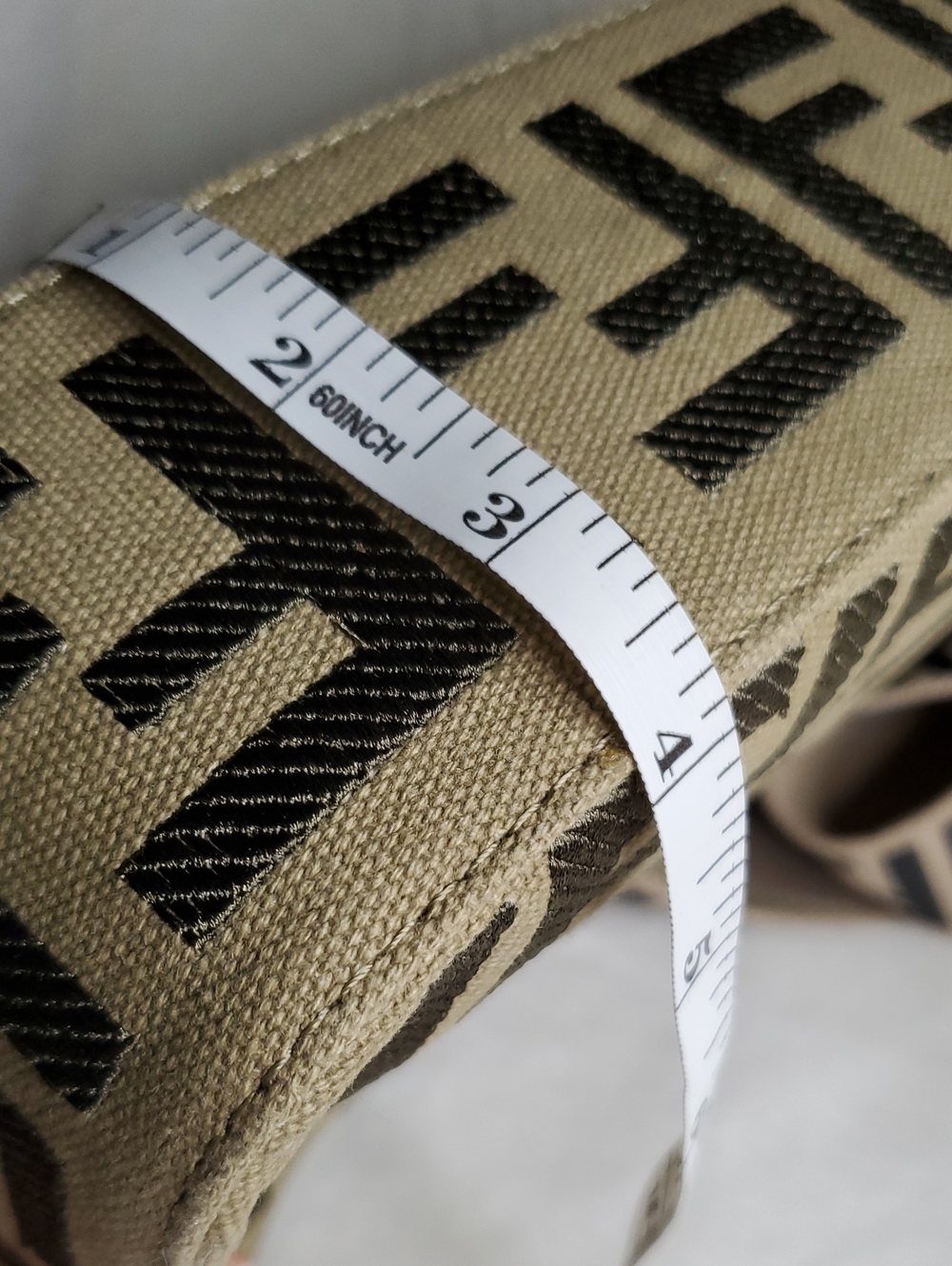 Beige & Brown Monogram Canvas Messenger Bag with Gray Strap - Picture 11 of 16